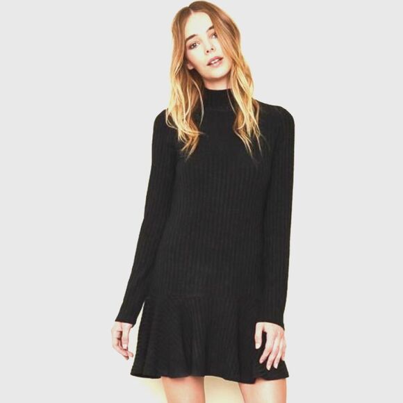 MADEWELL City Block Ribbed Mock Neck Dress Womens Small A-Line Academia Preppy - Picture 1 of 16